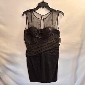Women's Black Dress Strapless w/Sheer Overlay Size 12